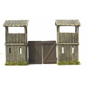 American Log Fort Gates with Watch Towers--10 in. x 6.25 in.--Pre-Order:  two to three months #0