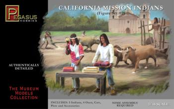 California Mission Indians Figure Set #2 (1:48 scale)--includes 5 Indians, 4 oxen, cart, plow, and accessories #0