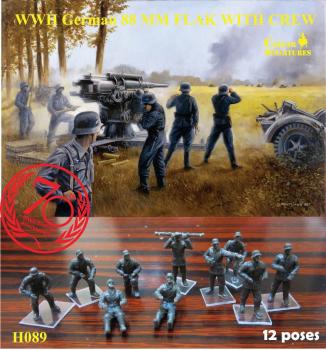 WWII German Anti-Aircraft (AA) Crews (NO GUNS!!)--thirty-two 1:72 scale plastic figures in 12 poses--AWAITING RESTOCK. #0
