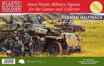 1/72nd Easy Assembly German Sdkfz 251 Ausf C Half track (RED BOX)--3 vehicles and 21 crew--AWAITING RESTOCK. #0