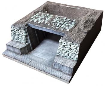 German Trench Section No. 4 Mortar Emplacement with Removable Cover--11 in. W x 13 in. D x 3.5 in. H--two piece set #0