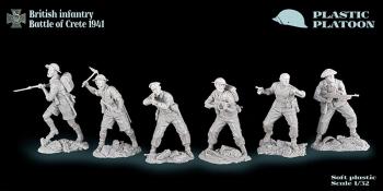 British Infantry, Battle of Crete, 1941--6 unpainted plastic figures in 6 Action Poses - LAST ONE! #0