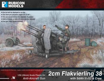 28mm German 2cm Flakvierling 38 with SdAh 51/52 Trailer & Crew #0