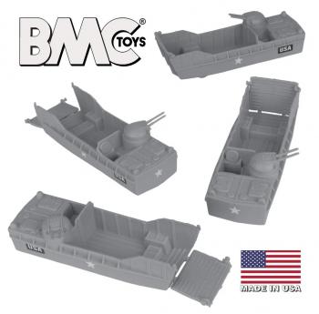 Classic Marx WW2 Landing Craft - 4pc Gray Plastic Army Men Boat Vehicles #0