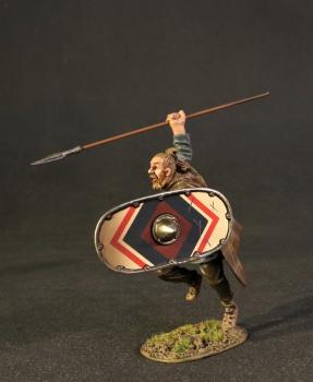 Cherusci Warrior (oblong shield with centered concentric crimson, navy, and red diamond patterns), Germanic Warriors, Armies and Enemies of Ancient Rome--single figure #0