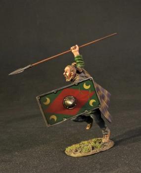 Cherusci Warrior (rectangular green shield with centered crimson diamond and yellow crescent moons in each corner), Germanic Warriors, Armies and Enemies of Ancient Rome--single figure #0