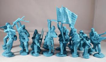 ACW Union Infantry Charging in Powder Blue--16 figures in 8 Poses #0