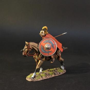 Roman Cavalry Trooper (#4R) w/Red Shield -- Single Mounted Figure #0