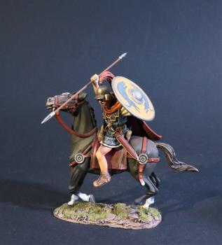Roman Cavalry (yellow shield, spear held to thrust to the left), The Roman Army of the Mid Republic, Armies and Enemies of Ancient Rome--single mounted figure #0