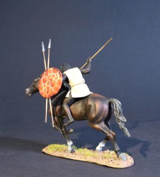 Numidian Light Cavalry (thrusting spear, red & yellow turtle pattern shield), The Numidians, Armies and Enemies of Ancient Rome--single mounted figure with spear #0