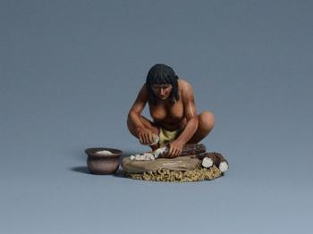 Taino Woman Grinding Cassava Root--single figure with pot #0