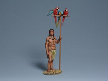 Taino Man Standing with Colourful Parrots--single figure #0