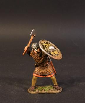 Standing Viking Warrior Defending with Axe (two black ravens on yellow shield), the Vikings, The Age of Arthur--single figure #0