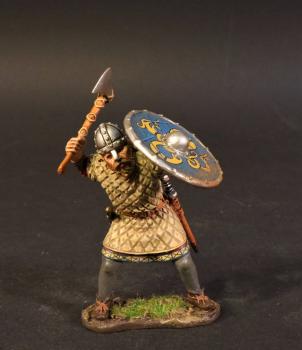 Standing Viking Warrior Defending with Axe (yellow serpent on blue shield), the Vikings, The Age of Arthur--single figure #0