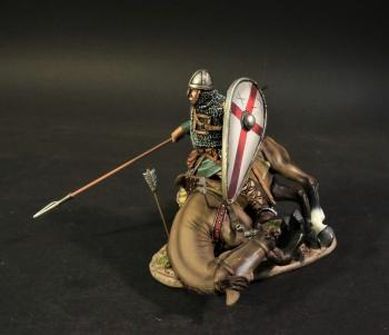 Crusader Knight Casualty (Cross on Kite Shield), The Crusades--single mounted figure with spear on wounded horse figure #0