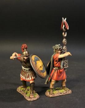 Centurion and Signifer (yellow shield, centurion leaning ready to thrust), The Roman Army of the Mid Republic, Armies and Enemies of Ancient Rome--two figures #0