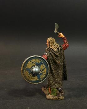 Standing Viking Warrior with axe (blue shield with three yellow dog patterns), the Vikings, The Age of Arthur--single figure #0