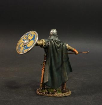Standing Viking Warrior thrusting spear (yellow shield with blue patterns), the Vikings, The Age of Arthur--single figure #0