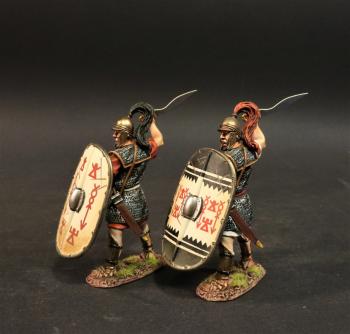 Carthaginian Veteran Infantry with Raised Swords (white shield w/red drawings, black shield w/horizontal white stripe w/red drawings), The Carthaginians, Armies and Enemies of Ancient Rome--two figures #0