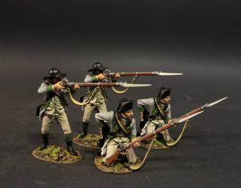 Four Line Infantry (2 standing firing, 2 kneeling loading), the 3rd New York Regiment, Continental Army, Drums Along the Mohawk--four figures #0