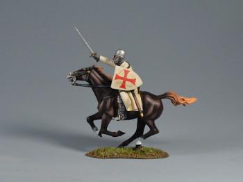 Knights Templar Charging with Sabre--Single Medieval Mounted Figure #0