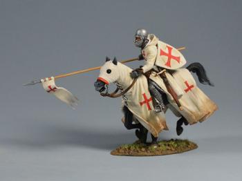 Knights Templar Advancing Forward on Horseback--Single Medieval Mounted Figure #0