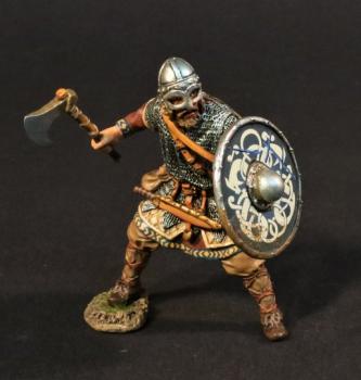 Viking Warrior with Axe and Shield (blue shield with white world serpent), the Vikings, The Age of Arthur--single figure #0