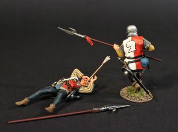 Wounded Billmen, The Retinue of Sir Thomas Howard of Ashwell Thorpe, Earl of Surrey, The Battle of Bosworth Field, 1485, The Wars of the Roses, 1455-1487—two figures and bill #0