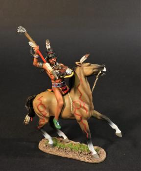 Blackfoot Warrior with Shield and Raised Spear Ready to Thrust, The Blackfoot, The Fur Trade--single mounted figure #0