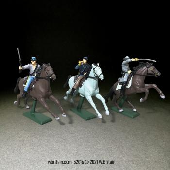 American Civil War Confederate Cavalry Set #2--3 Plastic Mounted Figures #0