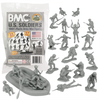 Classic Marx US Soldiers Plastic Army Men - Gray 31pc WW2 Soldier Figures #0