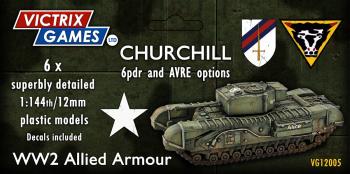Churchill 6 pdr. and AVRE options--six 1:144 scale tanks (unpainted plastic kit) #0