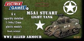 M5A1 Stuart Light Tank--six 1:144 scale tanks (unpainted plastic kit) #0
