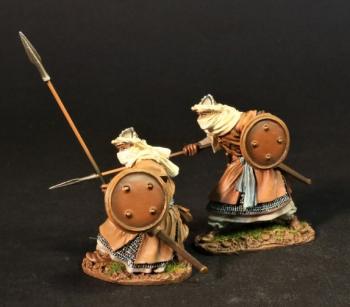 Almoravid Spearmen with Shields (brown clothes) (standing thrusting, kneeling ready with spear), The Almoravids, El Cid and the Reconquista, The Crusades--two figures #0