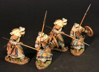 Four Almoravid Spearmen with Shields (brown clothes) (2standing thrusting, 2 kneeling ready with spear), The Almoravids, El Cid and the Reconquista, The Crusades--four figures #0