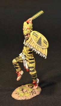 Leaping Aztec Warrior with raised sword and shield (yellow suit), the Aztec Empire, The Conquest of America--single figure #0