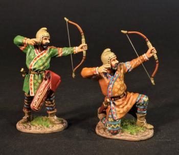 Scythian Foot Archers Firing (standing with green tunic, kneeling with orange tunic), The Scythians, Armies and Enemies of Ancient Greece and Macedonia--two figures #0