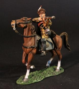 Bagot's Hussar Firing Flintlock Musket, The Jacobite Army, The Jacobite Rebellion, 1745--single mounted figure--RETIRED. #0