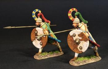Two Trojan Warriors Advancing with Spears at Shoulder Height (TWT-24A & TWT-24B), Troy and Her Allies, The Trojan War--two figures with spears #0