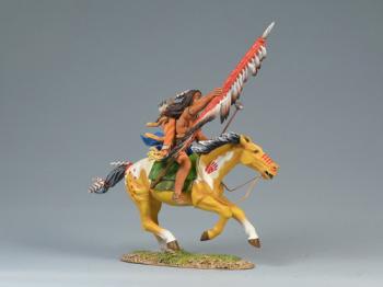 Sioux Warrior Advancing--single mounted Sioux figure with feathered spear #0