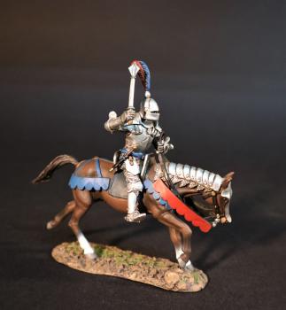 Mounted Yorkist Knight with Flanged Mace (blue and red livery), The Battle of Bosworth Field, 1485, The Wars of the Roses, 1455-1487--single mounted figure #0