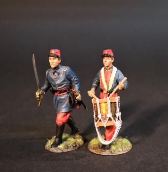 Infantry Officer and Drummer, The 14th Regiment New York State Militia, The First Battle of Bull Run, 1861, The ACW--two figures #0