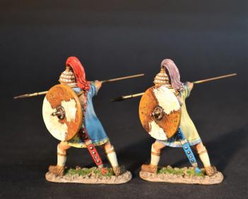 Two Trojan Warriors Advancing with Spear at Thrusting Sidearmed (TWT-25A & TWT-25B), Troy and Her Allies, The Trojan War--two figures with spears #0