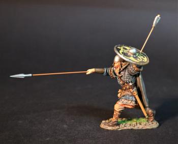 Viking Warrior with Raised Shield Thrusting Spear (green shield with yellow pattern), the Vikings, The Age of Arthur--single figure #0