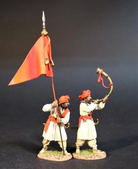 Standard Bearer and Musician, Maratha Infantry, The Maratha Empire, Wellington in India, The Battle of Assaye, 1803--two figures #0