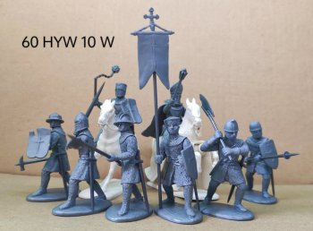 Military Order Command in Chainmail (White Steel)--2 mounted figures and 6 dismounted Men-at-Arms figures #0