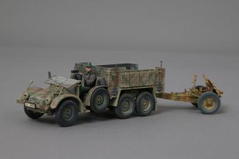 Krupp Truck with SS driver looking forward and towable 7.5cm infantry gun--includes ammunition crates--driver wearing soft cap--RETIRED--LAST ONE!! #0