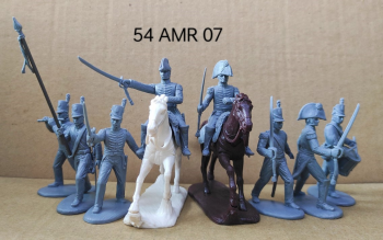 U.S. Command (1812)--makes 8 figures (2 mounted officers, drummer, fifer, a standard-bearer, & 3 foot officers)--TWO IN STOCK. #0