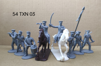 Texian Command (1836)--eight figures (2 mounted officers, drummer, fifer, 2 buglers, standard-bearer, & foot officer) #0