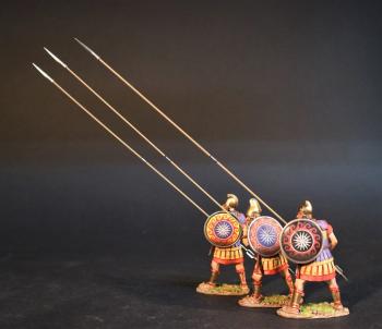 Three More Phalangites with Coloured Shields, Sarissa at 60 degrees, The Macedonian Phalanx, Armies and Enemies of Ancient Greece and Macedonia--three figures with pikes #0